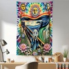 Ambesonne Fantasy Tapestry, Celestial View of Snow Capped Mountains and Alien Planet Print, Wide Wall Hanging for Bedroom Living Room Dorm, 60″ X 40″, White and Navy Blue(Multicolor Blue)