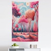 Ambesonne Fantasy Tapestry, Celestial View of Snow Capped Mountains and Alien Planet Print, Wide Wall Hanging for Bedroom Living Room Dorm, 60″ X 40″, White and Navy Blue(Pink Coral Blue Grey)
