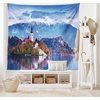Ambesonne Fantasy Tapestry, Celestial View of Snow Capped Mountains and Alien Planet Print, Wide Wall Hanging for Bedroom Living Room Dorm, 60″ X 40″, White and Navy Blue(Blue Lavender)