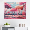 Ambesonne Fantasy Tapestry, Celestial View of Snow Capped Mountains and Alien Planet Print, Wide Wall Hanging for Bedroom Living Room Dorm, 60″ X 40″, White and Navy Blue(Pink Coral Blue Grey)