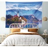 Ambesonne Fantasy Tapestry, Celestial View of Snow Capped Mountains and Alien Planet Print, Wide Wall Hanging for Bedroom Living Room Dorm, 60″ X 40″, White and Navy Blue(Blue Lavender)