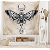 Ambesonne Fantasy Tapestry, Dead Head Hawk Moth Luna and Stone Magic Skull Illustration, Wide Wall Hanging for Bedroom Living Room Dorm, 80″ X 60″, Black Beige