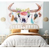 Ambesonne Feather Tapestry, Watercolor Style Bull Skull Ornaments Vibrant Image, Wide Wall Hanging for Bedroom Living Room Dorm, 60″ X 40″, White Brown