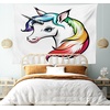 Ambesonne Rainbow Tapestry, White Unicorn Vivid Colors on Its Mane Blue Eyes Animal Fun Print, Wall Hanging for Bedroom Living Room Dorm Decor, 40″ X 60″, White Multi(Silky Satin Fabric)