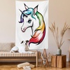 Ambesonne Rainbow Tapestry, White Unicorn Vivid Colors on Its Mane Blue Eyes Animal Fun Print, Wall Hanging for Bedroom Living Room Dorm Decor, 40″ X 60″, White Multi(Silk)