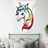 Ambesonne Rainbow Tapestry, White Unicorn Vivid Colors on Its Mane Blue Eyes Animal Fun Print, Wall Hanging for Bedroom Living Room Dorm Decor, 40″ X 60″, White Multi(Silk)