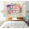 Ambesonne Saying Tapestry, Yes You Can Colorful Typographical Poster Style Art Positive Encouraging Words, Wide Wall Hanging for Bedroom Living Room Dorm, 80″ X 60″, Red Mustard