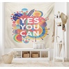Ambesonne Saying Tapestry, Yes You Can Colorful Typographical Poster Style Art Positive Encouraging Words, Wide Wall Hanging for Bedroom Living Room Dorm, 80″ X 60″, Red Mustard