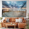 Ambesonne Beach Tapestry, Seaside Walking North Holland Netherland Sundown Romantic Sunlight Sunbeams, Wall Hanging for Bedroom Living Room Dorm Decor, 40″ X 60″, Bluegrey Beige Brown