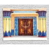 Ambesonne Egypt Tapestry, Old Building with Entry Door and Round Columns with Detailed Patterns, Wide Wall Hanging for Bedroom Living Room Dorm, 60″ X 40″, Chocolate Peach