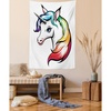 Ambesonne Rainbow Tapestry, White Unicorn Vivid Colors on Its Mane Blue Eyes Animal Fun Print, Wall Hanging for Bedroom Living Room Dorm Decor, 40″ X 60″, White Multi(Silk)