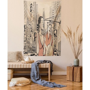 Ambesonne Fantasy Tapestry, Celestial View of Snow Capped Mountains and Alien Planet Print, Wide Wall Hanging for Bedroom Living Room Dorm, 60″ X 40″, White and Navy Blue(Brown Beige)