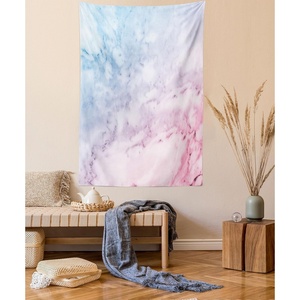 Ambesonne Fantasy Tapestry, Celestial View of Snow Capped Mountains and Alien Planet Print, Wide Wall Hanging for Bedroom Living Room Dorm, 60″ X 40″, White and Navy Blue(Pink Mauve and Blue)
