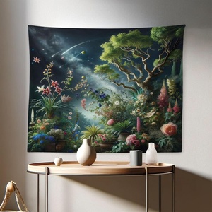 Ambesonne Fantasy Tapestry, Celestial View of Snow Capped Mountains and Alien Planet Print, Wide Wall Hanging for Bedroom Living Room Dorm, 60″ X 40″, White and Navy Blue(Green Dark Night Blue)