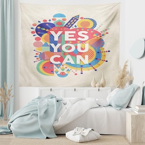 Ambesonne Saying Tapestry, Yes You Can Colorful Typographical Poster Style Art Positive Encouraging Words, Wide Wall Hanging for Bedroom Living Room Dorm, 80″ X 60″, Red Mustard