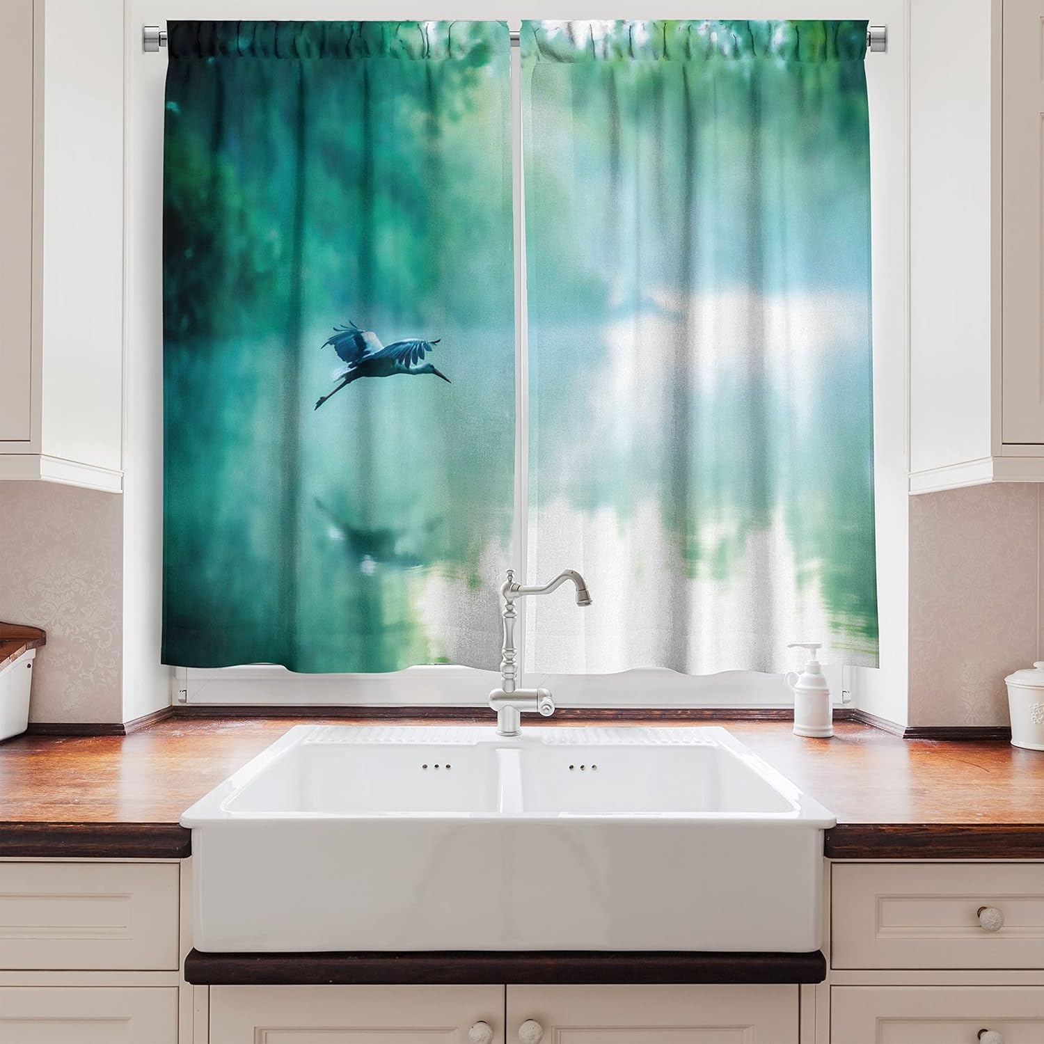 image:imageAmbesonne Modern Kitchen Curtains Aerial View of Mountain Range with Creek Northern Horizon Idyllic Artwork Window Drapes 2 Panel Set for Kitchen Cafe Decor 55 X 39 Orange BlueTeal Turquoise