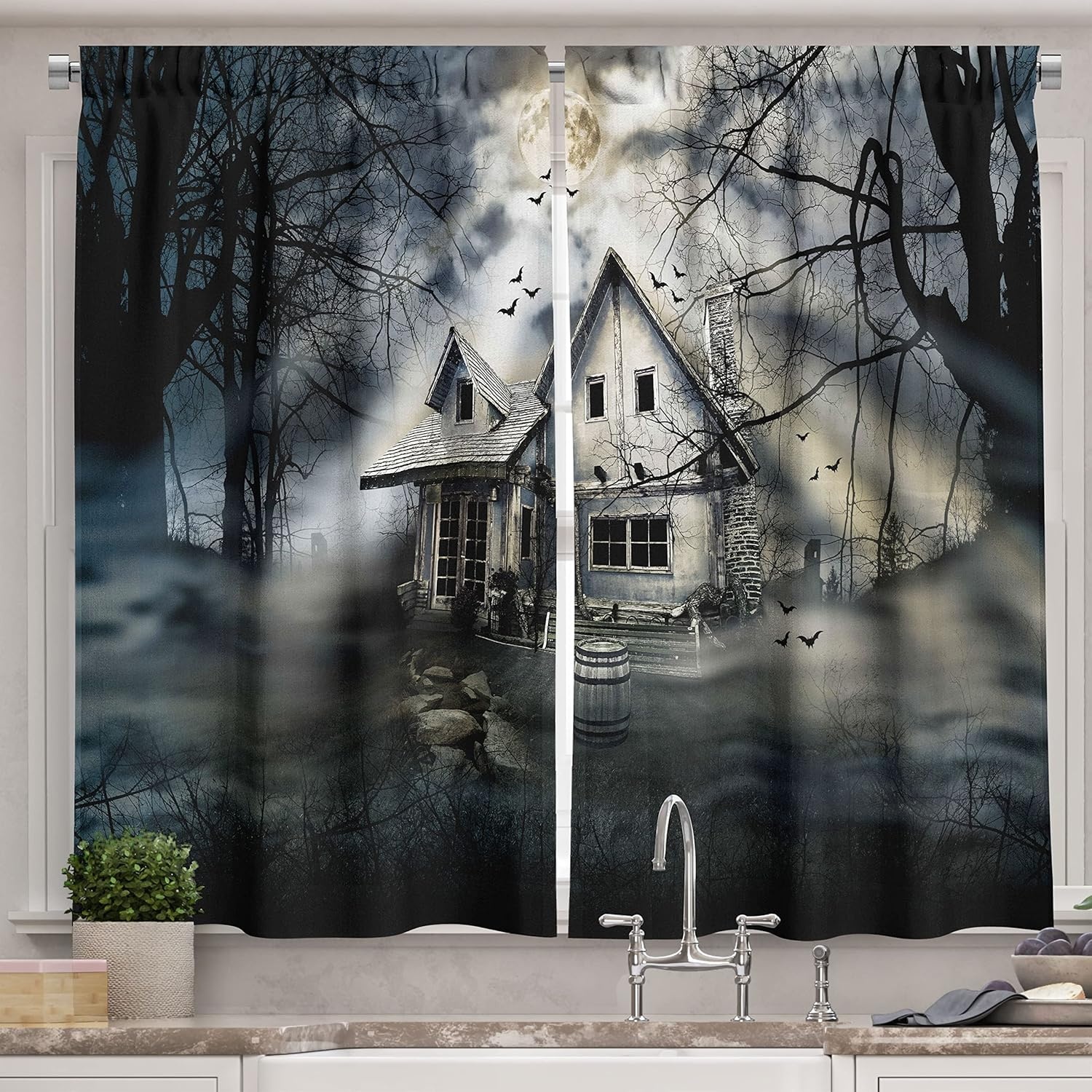 image:imageAmbesonne Modern Kitchen Curtains Aerial View of Mountain Range with Creek Northern Horizon Idyllic Artwork Window Drapes 2 Panel Set for Kitchen Cafe Decor 55 X 39 Orange BlueWhite and Black