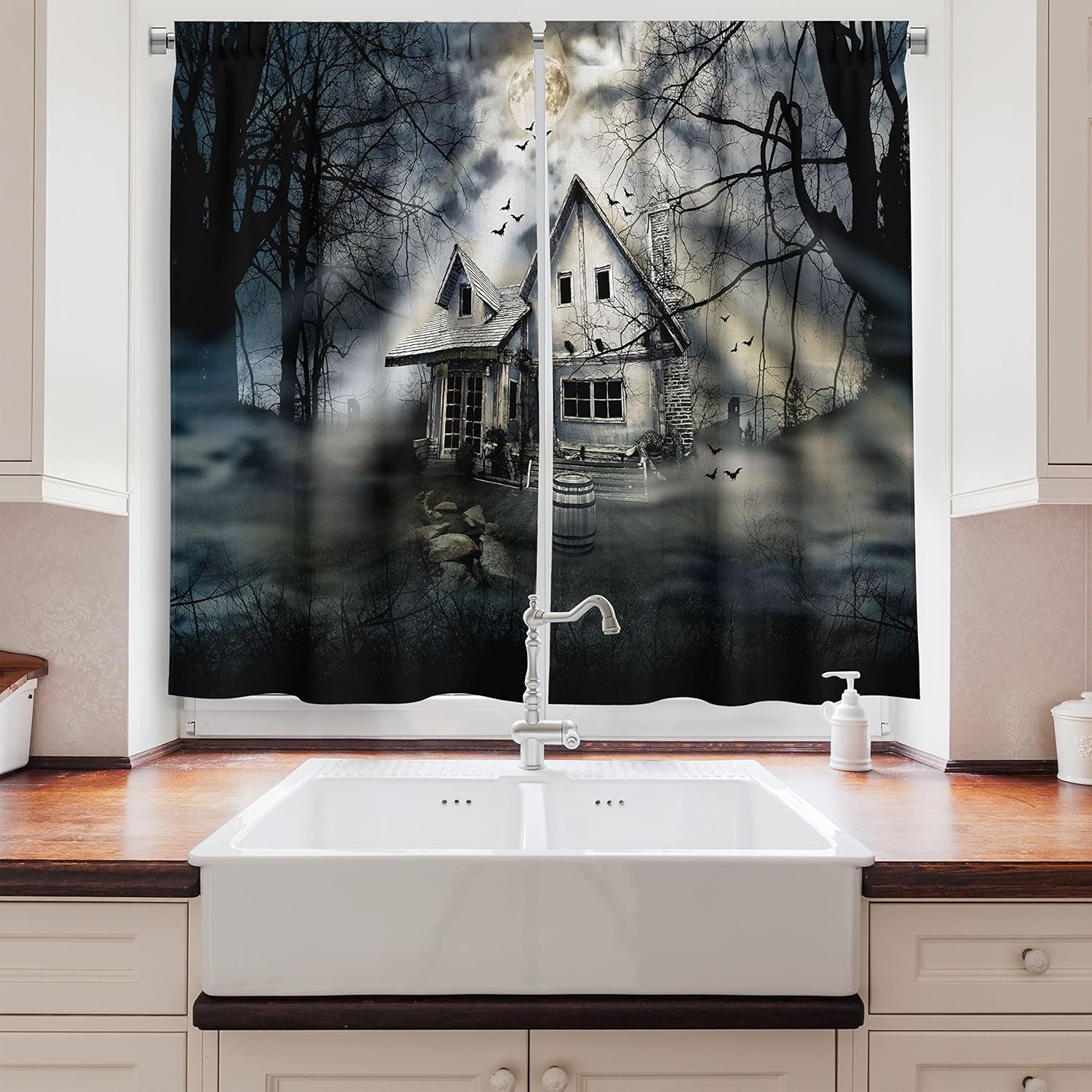 image:imageAmbesonne Modern Kitchen Curtains Aerial View of Mountain Range with Creek Northern Horizon Idyllic Artwork Window Drapes 2 Panel Set for Kitchen Cafe Decor 55 X 39 Orange BlueWhite and Black