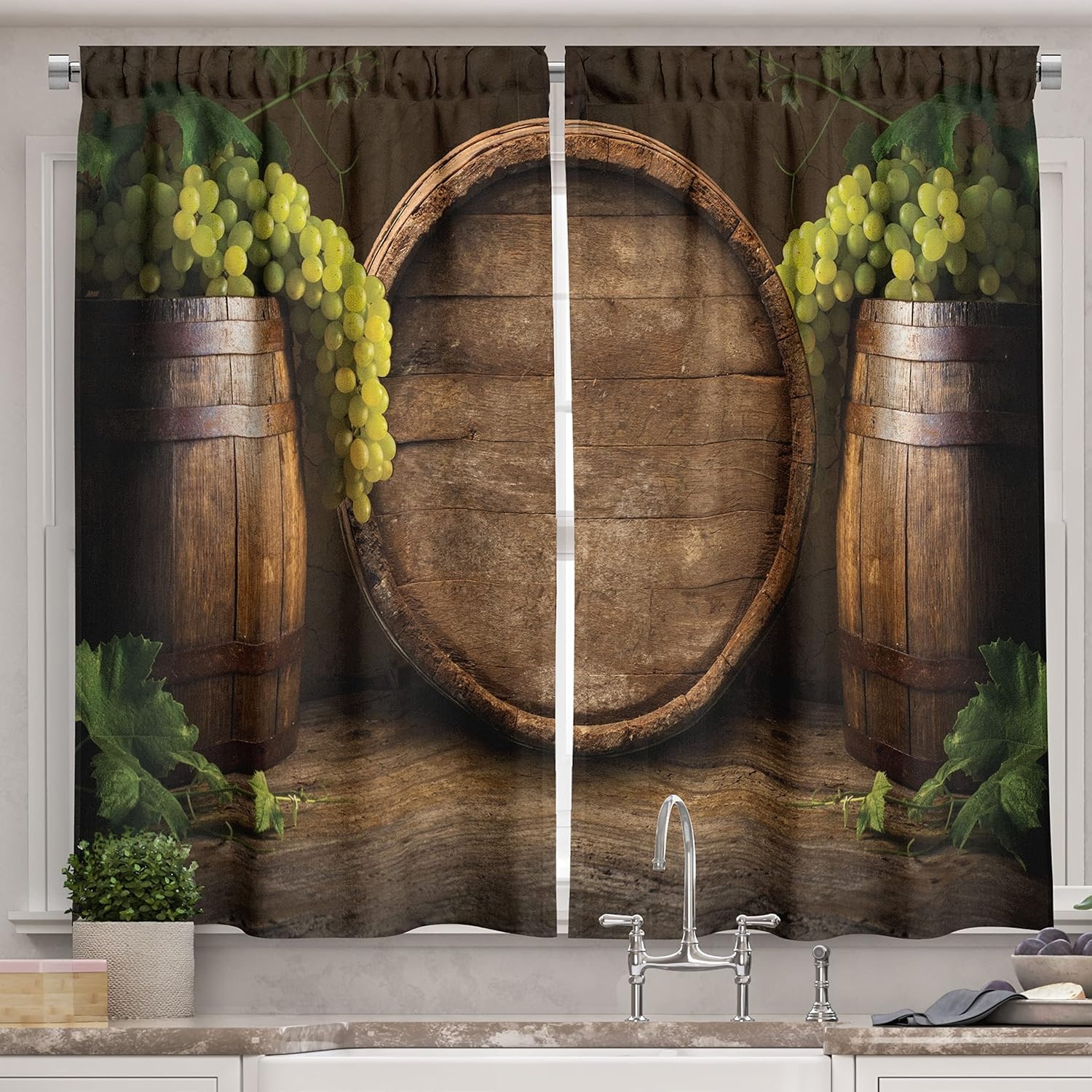 image:imageAmbesonne Modern Kitchen Curtains Aerial View of Mountain Range with Creek Northern Horizon Idyllic Artwork Window Drapes 2 Panel Set for Kitchen Cafe Decor 55 X 39 Orange BlueApple Green