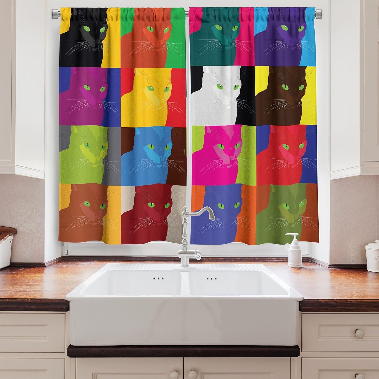 image:imageAmbesonne Modern Kitchen Curtains Aerial View of Mountain Range with Creek Northern Horizon Idyllic Artwork Window Drapes 2 Panel Set for Kitchen Cafe Decor 55 X 39 Orange BluePastel Vermilion