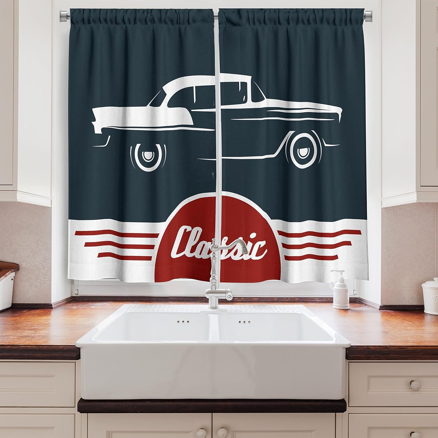 image:imageAmbesonne Modern Kitchen Curtains Aerial View of Mountain Range with Creek Northern Horizon Idyllic Artwork Window Drapes 2 Panel Set for Kitchen Cafe Decor 55 X 39 Orange BlueIndigo Ruby
