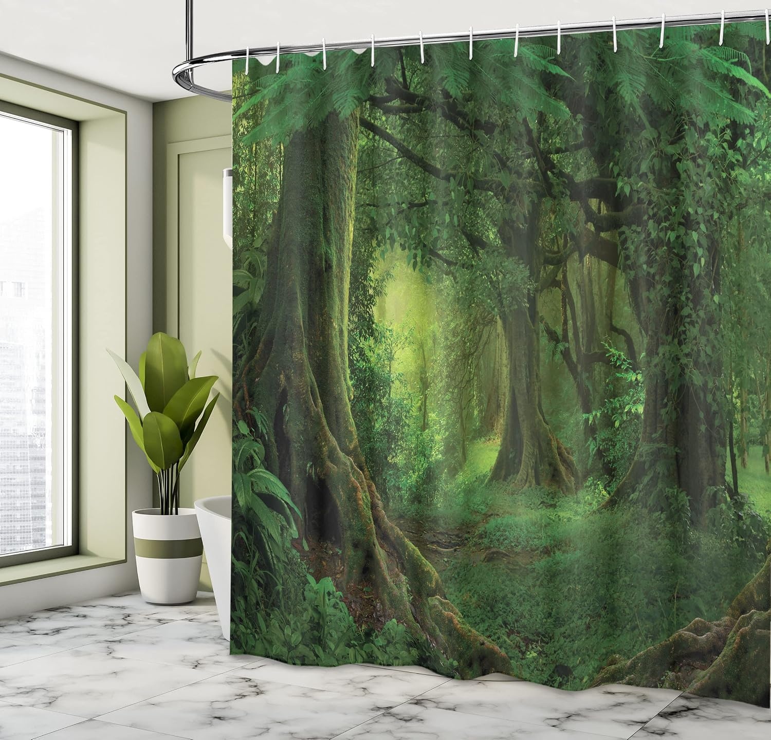 image:imageAmbesonne Floral Shower Curtain Illustration of Poppy Flowers Oil Painting on Canvas Romantic Design Print Cloth Fabric Bathroom Decor Set with Hooks 69 W x 70 L Yellow OrangeGreen