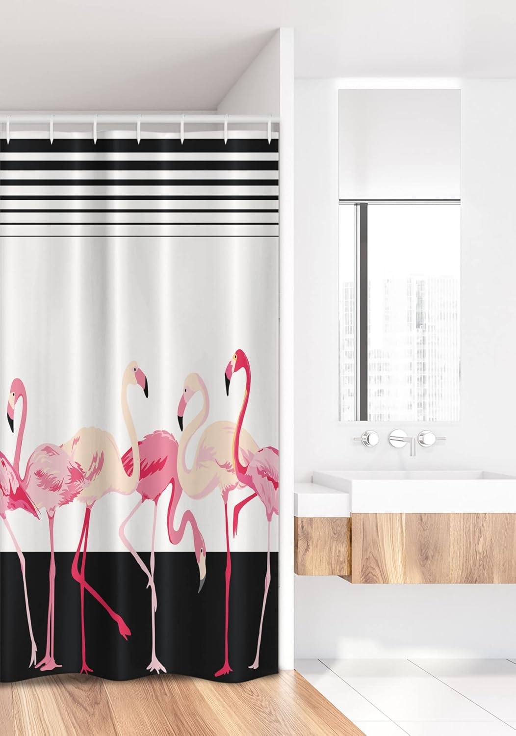 image:imageAmbesonne Floral Shower Curtain Illustration of Poppy Flowers Oil Painting on Canvas Romantic Design Print Cloth Fabric Bathroom Decor Set with Hooks 69 W x 70 L Yellow OrangeBlack