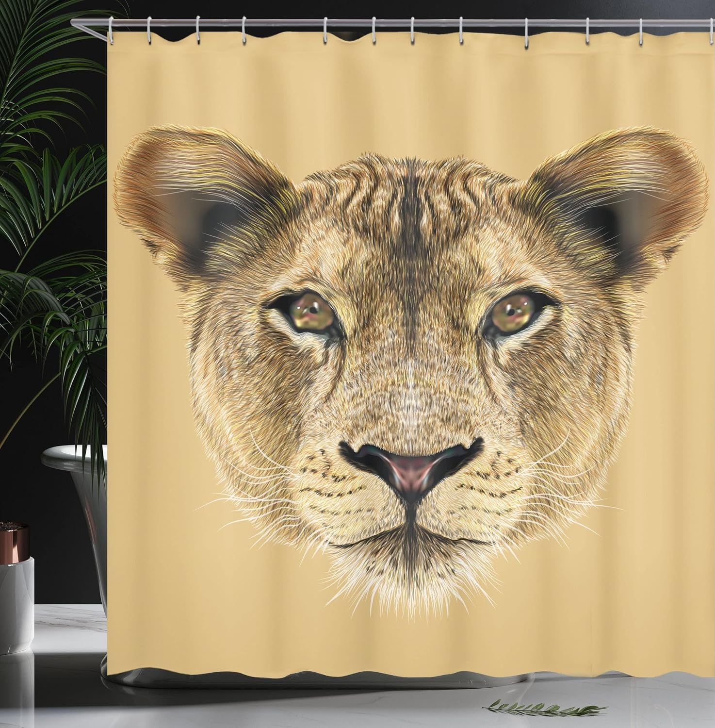 image:imageAmbesonne Floral Shower Curtain Illustration of Poppy Flowers Oil Painting on Canvas Romantic Design Print Cloth Fabric Bathroom Decor Set with Hooks 69 W x 70 L Yellow OrangeCoffee Brown