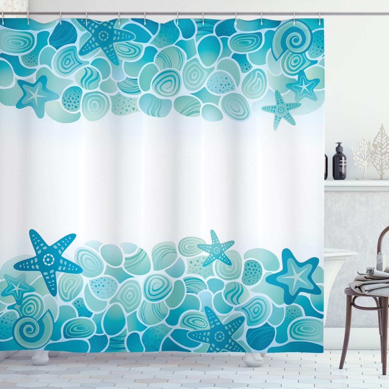 image:imageAmbesonne Floral Shower Curtain Illustration of Poppy Flowers Oil Painting on Canvas Romantic Design Print Cloth Fabric Bathroom Decor Set with Hooks 69 W x 70 L Yellow OrangeTurquoise Seafoam