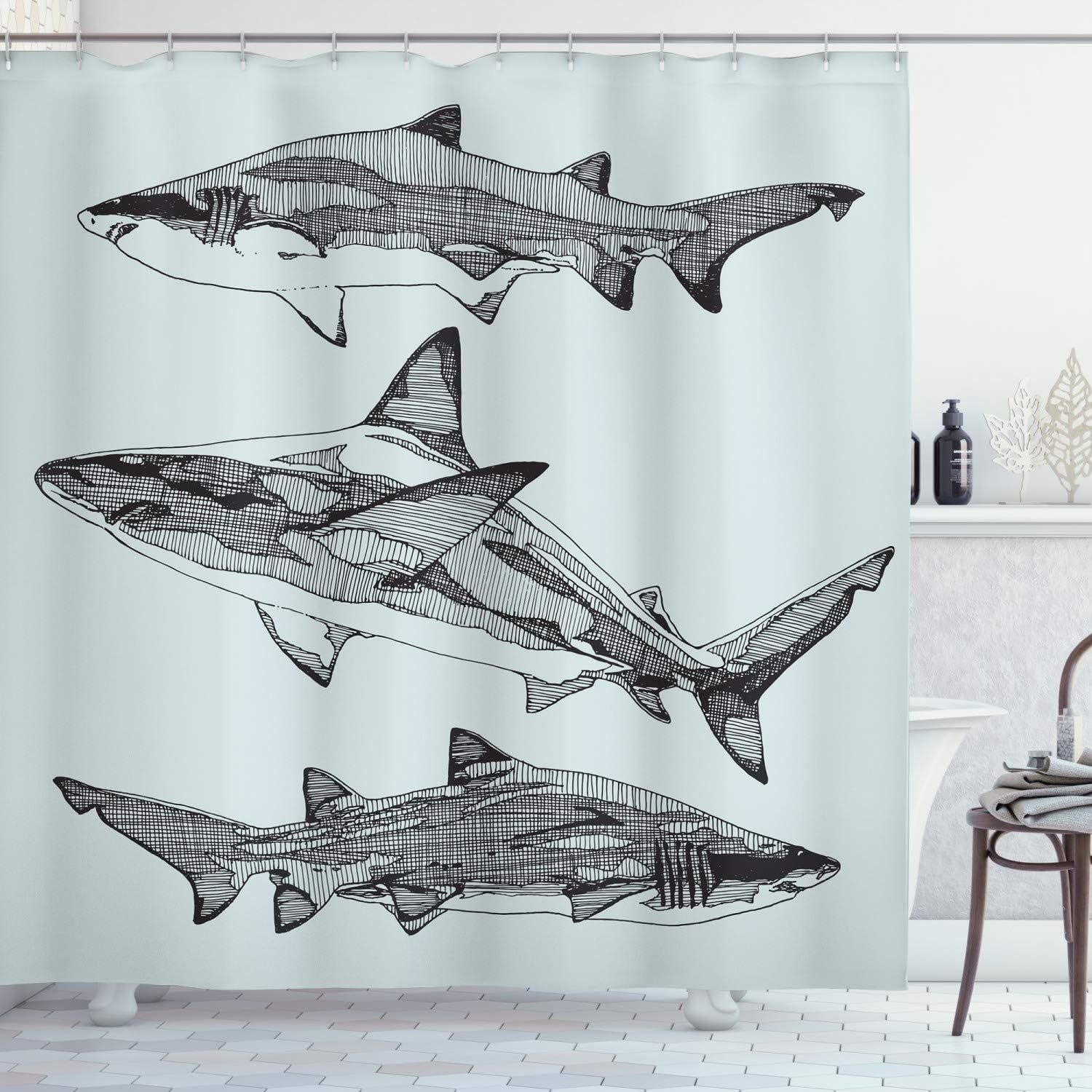 image:imageAmbesonne Floral Shower Curtain Illustration of Poppy Flowers Oil Painting on Canvas Romantic Design Print Cloth Fabric Bathroom Decor Set with Hooks 69 W x 70 L Yellow OrangeGrey Charcoal