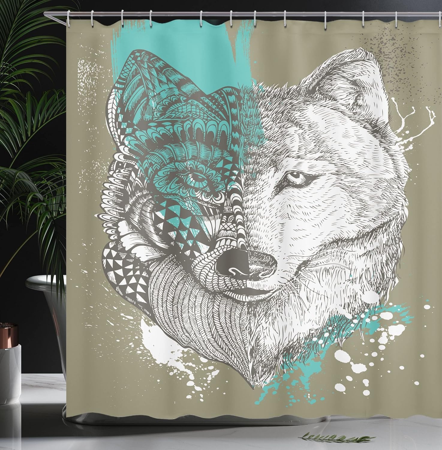 image:imageAmbesonne Floral Shower Curtain Illustration of Poppy Flowers Oil Painting on Canvas Romantic Design Print Cloth Fabric Bathroom Decor Set with Hooks 69 W x 70 L Yellow OrangeJade Green Sage Green