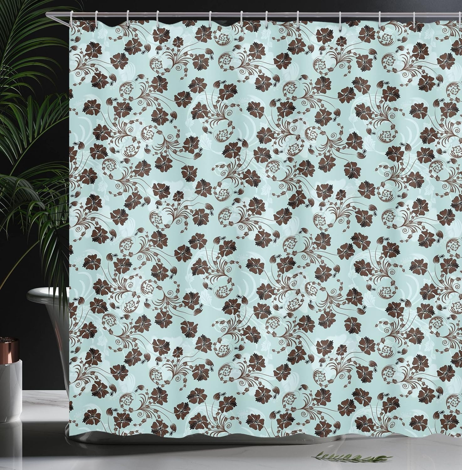 image:imageAmbesonne Floral Shower Curtain Illustration of Poppy Flowers Oil Painting on Canvas Romantic Design Print Cloth Fabric Bathroom Decor Set with Hooks 69 W x 70 L Yellow OrangeBlue Brown
