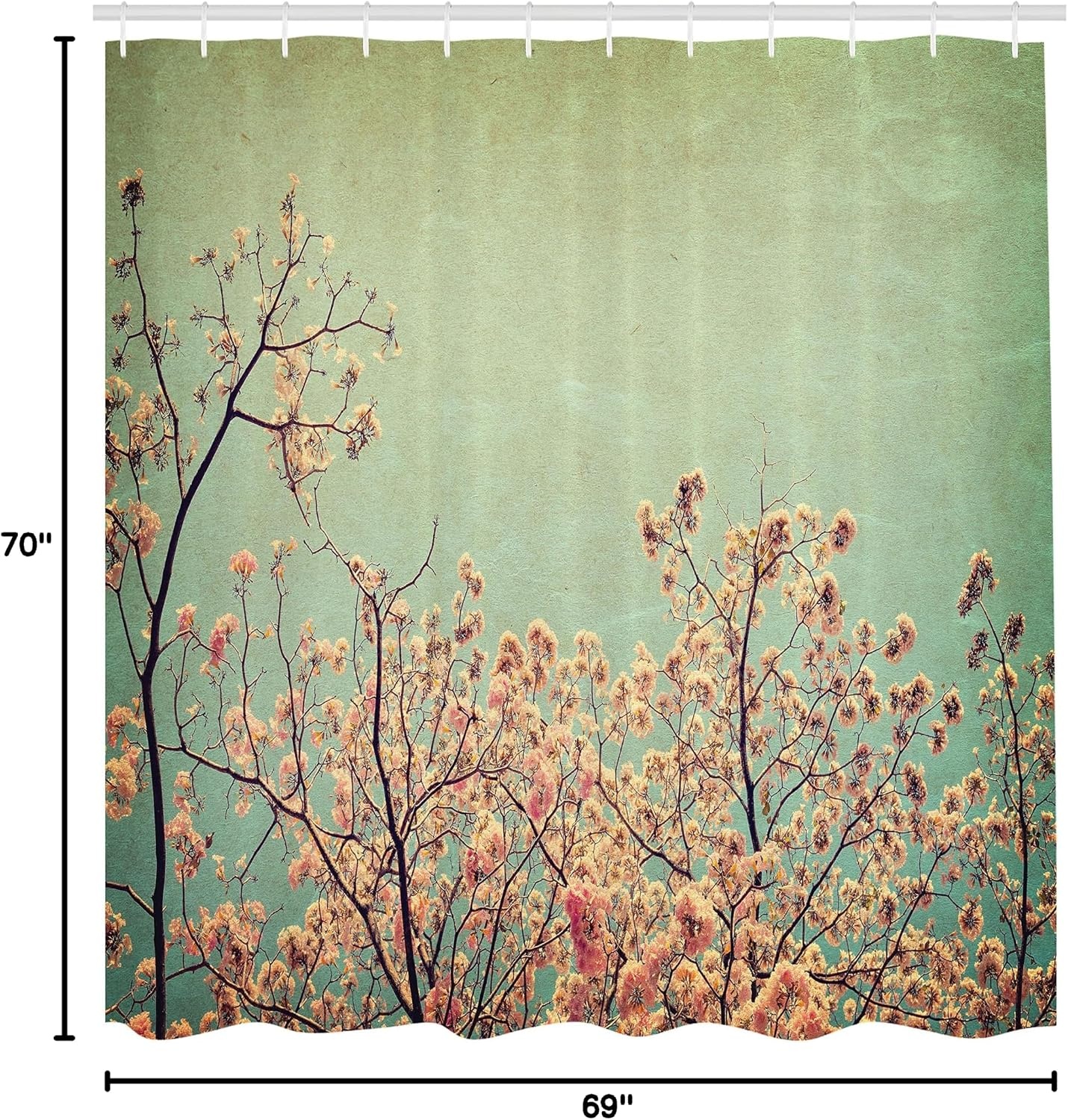 image:imageAmbesonne Floral Shower Curtain Illustration of Poppy Flowers Oil Painting on Canvas Romantic Design Print Cloth Fabric Bathroom Decor Set with Hooks 69 W x 70 L Yellow OrangeReseda Green Peach Brown