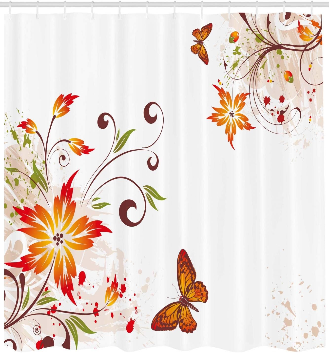 image:imageAmbesonne Floral Shower Curtain Illustration of Poppy Flowers Oil Painting on Canvas Romantic Design Print Cloth Fabric Bathroom Decor Set with Hooks 69 W x 70 L Yellow OrangeMulti 38