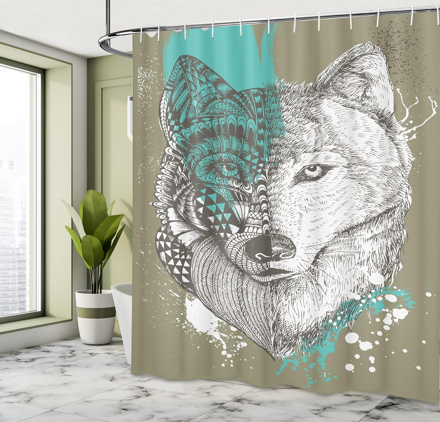 image:imageAmbesonne Floral Shower Curtain Illustration of Poppy Flowers Oil Painting on Canvas Romantic Design Print Cloth Fabric Bathroom Decor Set with Hooks 69 W x 70 L Yellow OrangeJade Green Sage Green