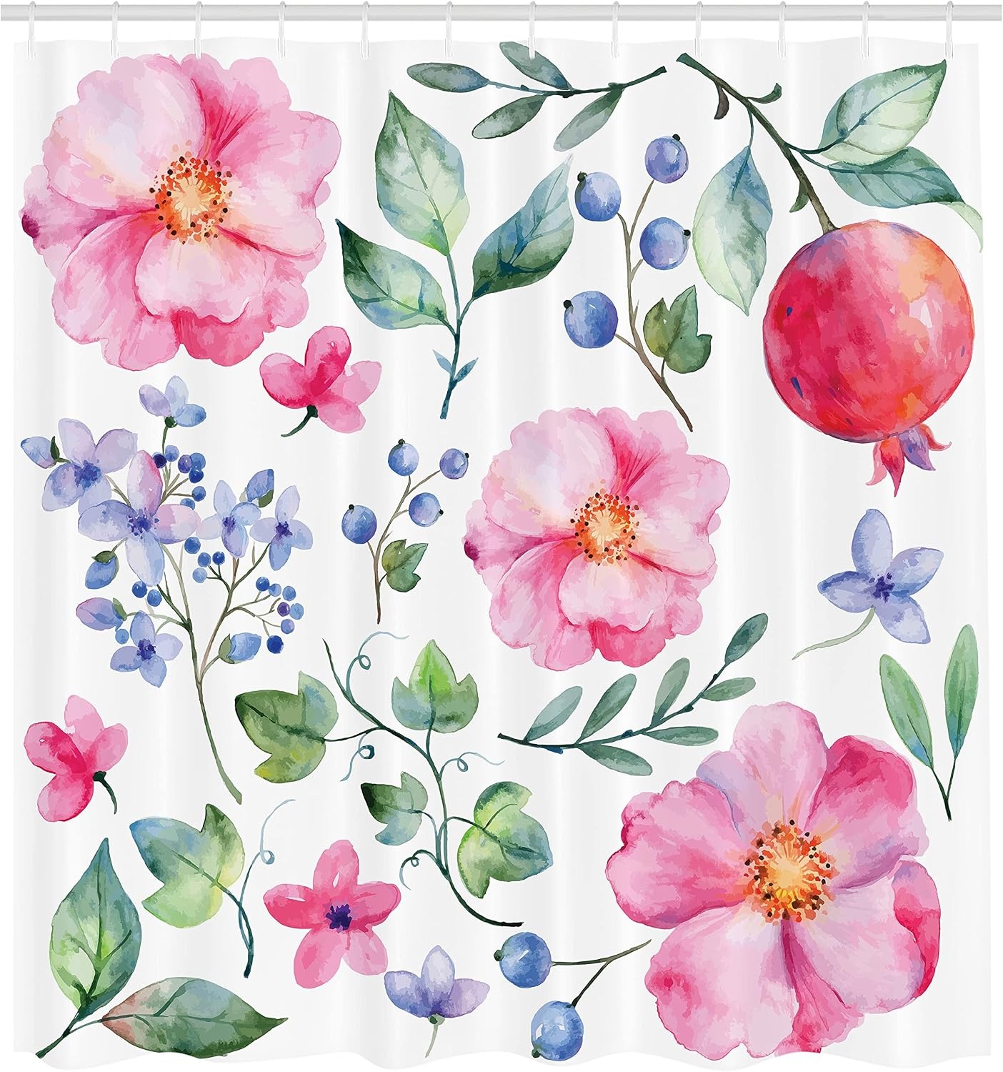 image:imageAmbesonne Floral Shower Curtain Illustration of Poppy Flowers Oil Painting on Canvas Romantic Design Print Cloth Fabric Bathroom Decor Set with Hooks 69 W x 70 L Yellow OrangeMagenta Green