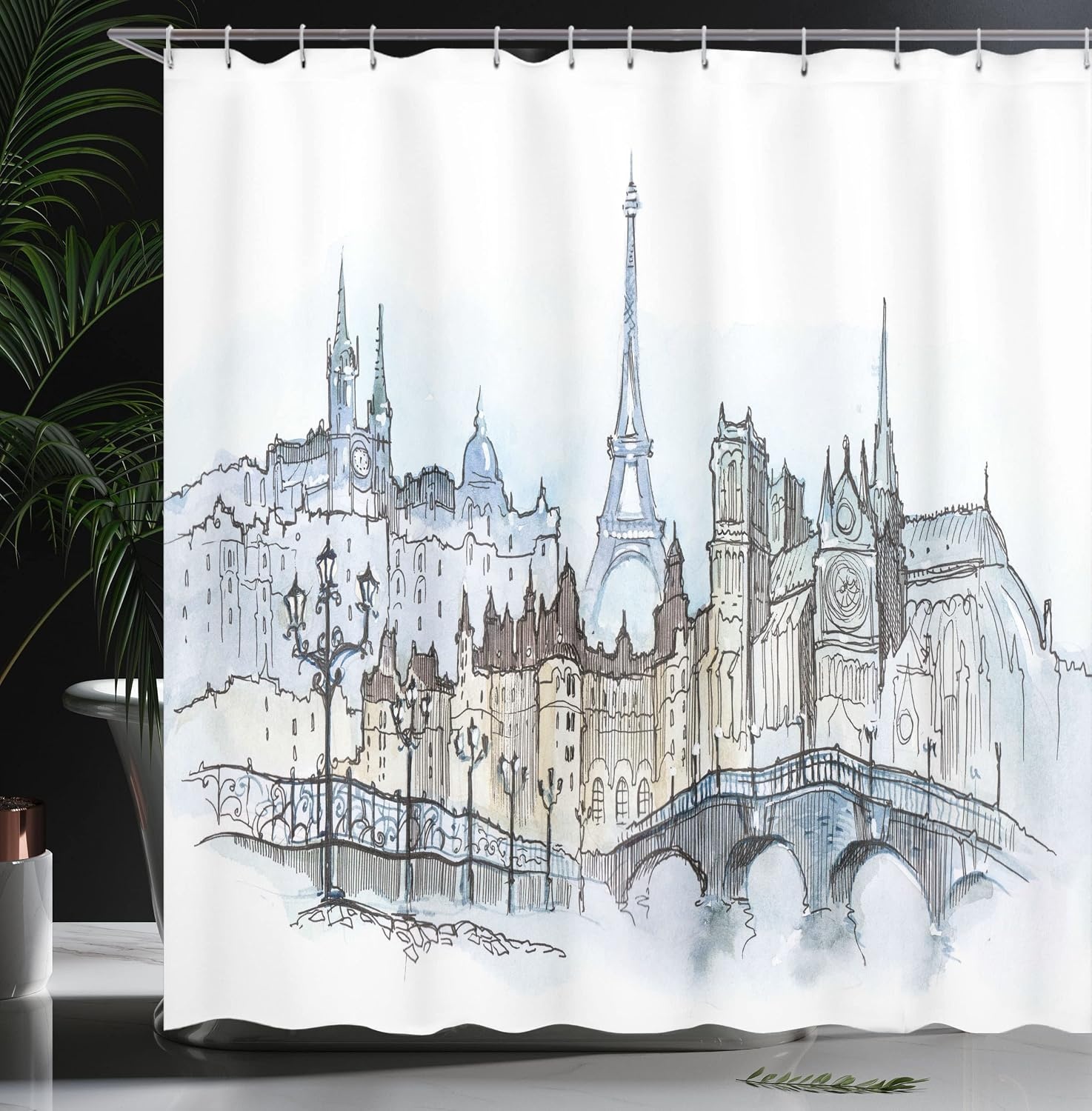 image:imageAmbesonne Floral Shower Curtain Illustration of Poppy Flowers Oil Painting on Canvas Romantic Design Print Cloth Fabric Bathroom Decor Set with Hooks 69 W x 70 L Yellow OrangeBlue Beige