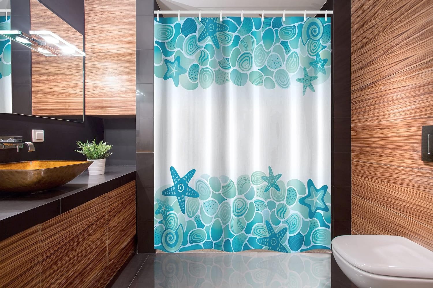image:imageAmbesonne Floral Shower Curtain Illustration of Poppy Flowers Oil Painting on Canvas Romantic Design Print Cloth Fabric Bathroom Decor Set with Hooks 69 W x 70 L Yellow OrangeTurquoise Seafoam