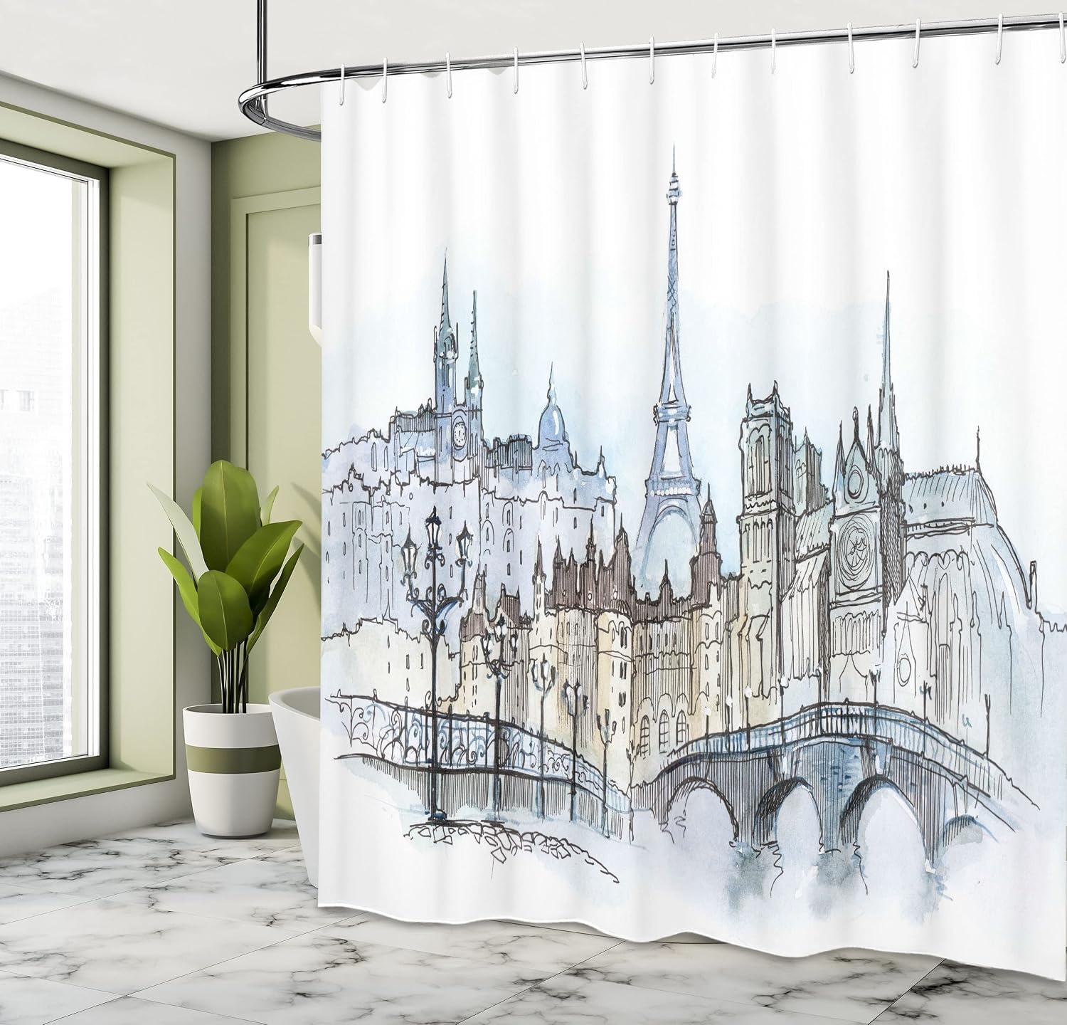 image:imageAmbesonne Floral Shower Curtain Illustration of Poppy Flowers Oil Painting on Canvas Romantic Design Print Cloth Fabric Bathroom Decor Set with Hooks 69 W x 70 L Yellow OrangeBlue Beige