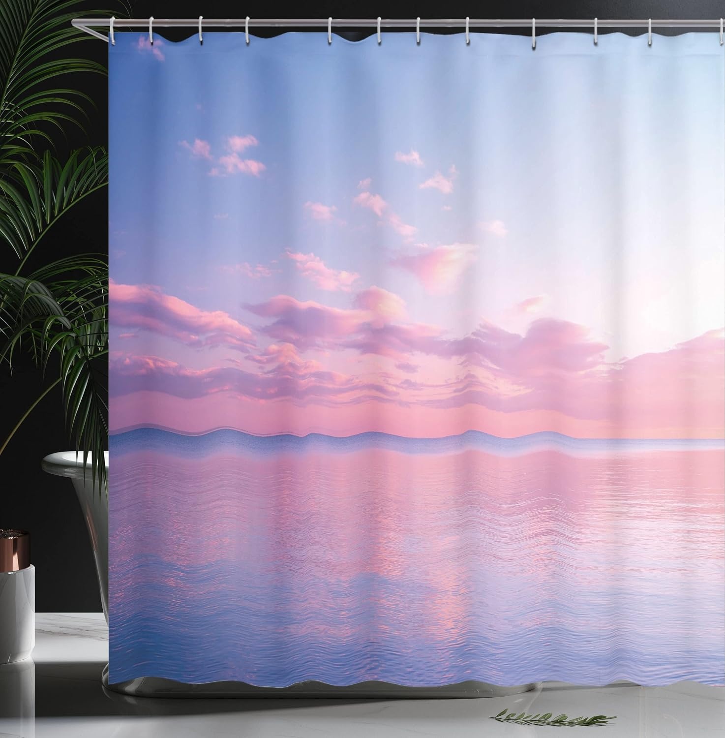 image:imageAmbesonne Floral Shower Curtain Illustration of Poppy Flowers Oil Painting on Canvas Romantic Design Print Cloth Fabric Bathroom Decor Set with Hooks 69 W x 70 L Yellow OrangePale Blue and Pale Pink