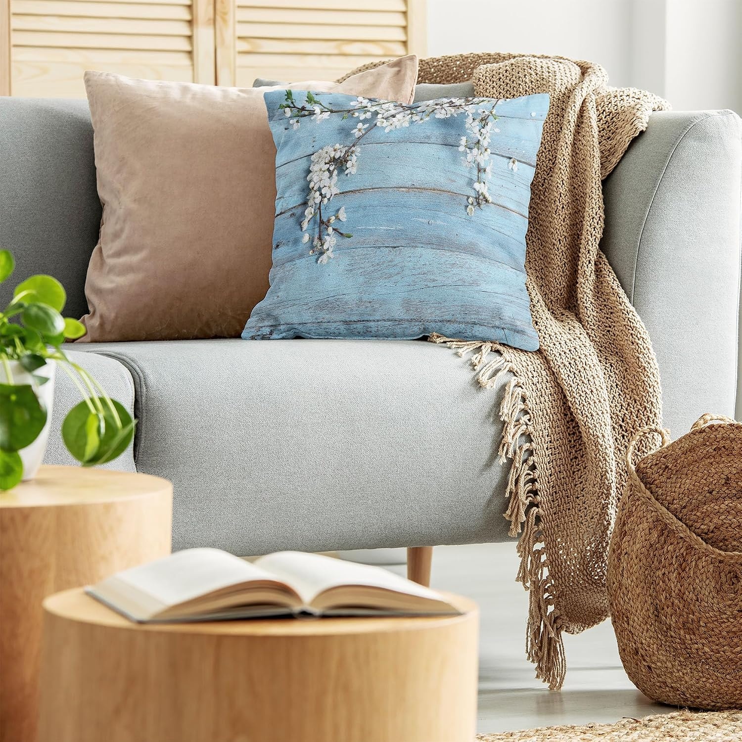 image:imageAmbesonne Leaf Throw Pillow Cushion Case Pattern with Leaves in The Springtime Greenery Bushes Ecology Garden Growth Decorative Rectangle Accent Pillow Cover 36 X 16 Apple Green WhiteWhite Pale Blue
