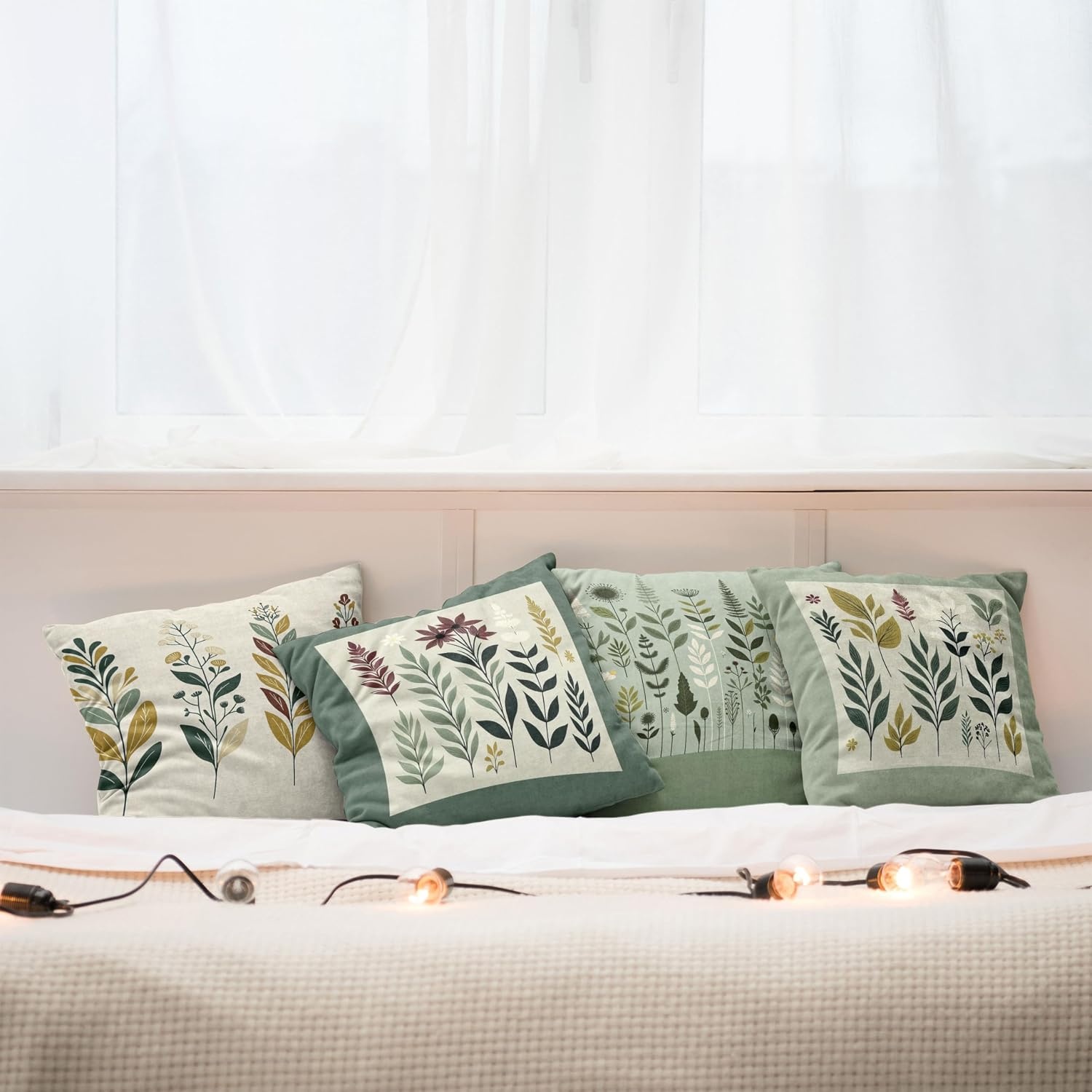 image:imageAmbesonne Leaf Throw Pillow Cushion Case Pattern with Leaves in The Springtime Greenery Bushes Ecology Garden Growth Decorative Rectangle Accent Pillow Cover 36 X 16 Apple Green WhitePeacock Green Fawn Maroon