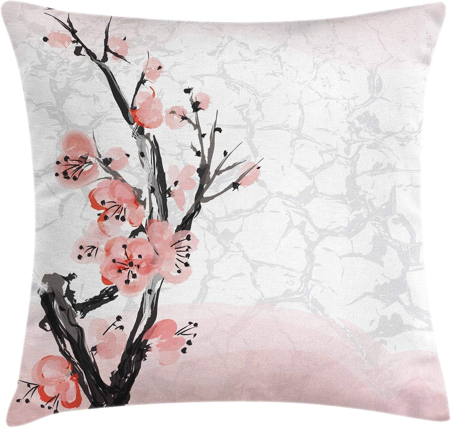image:imageAmbesonne Marble Throw Pillow Cushion Cover Surface Motif with Large Formless Crack Lines and Granite Rock Abstract Design Decorative Square Accent Pillow Case 18 X 18 Slate Blue GreyPink Coral