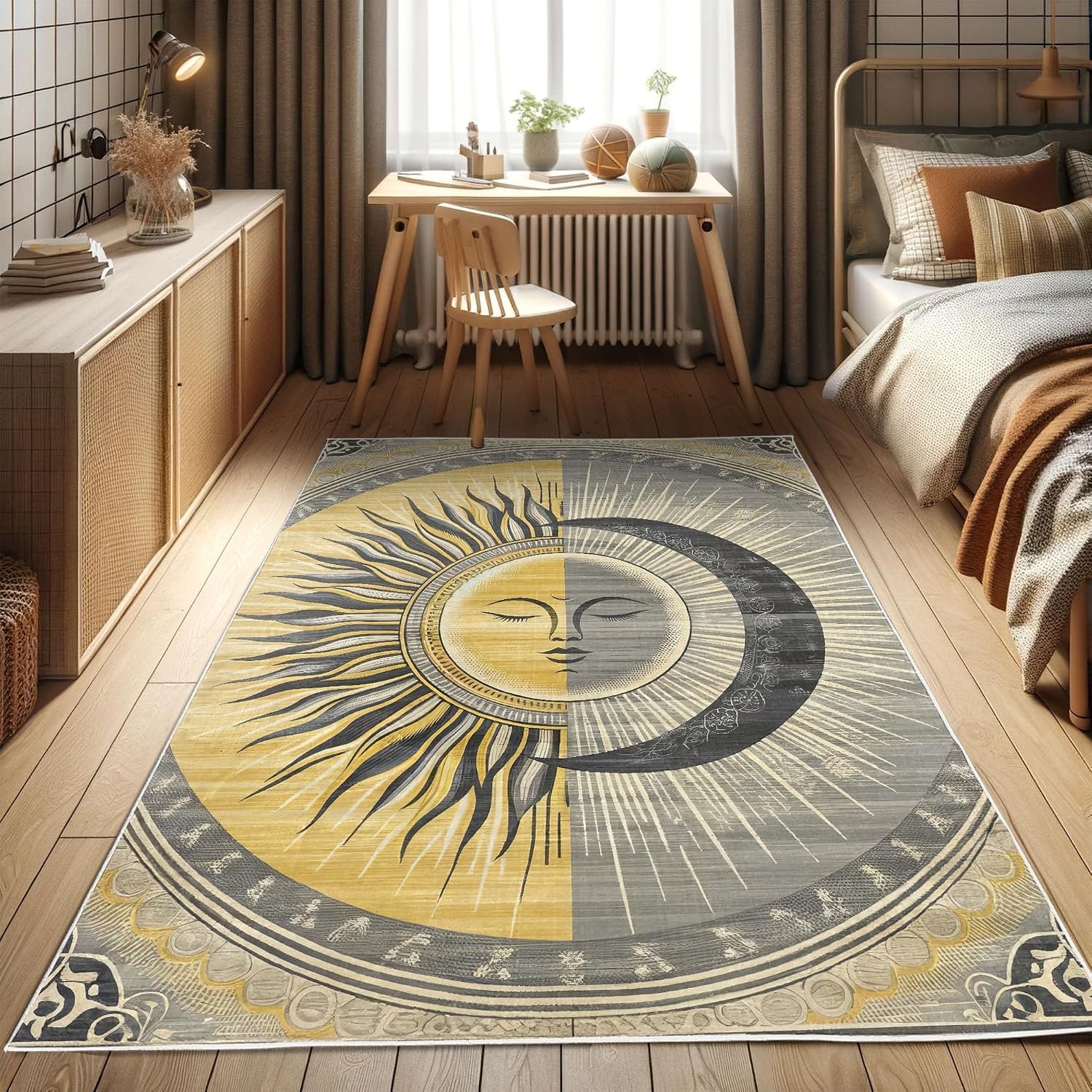 image:imageAmbesonne Modern Boho Decorative Rug Contemporary Urban Jungle Monstera Leaves with Mid Century Lines Quality Carpet for Bedroom Dorm and Living Room 2 2 x 3 7 Olive Green Beige CaramelMustard Purpleblue