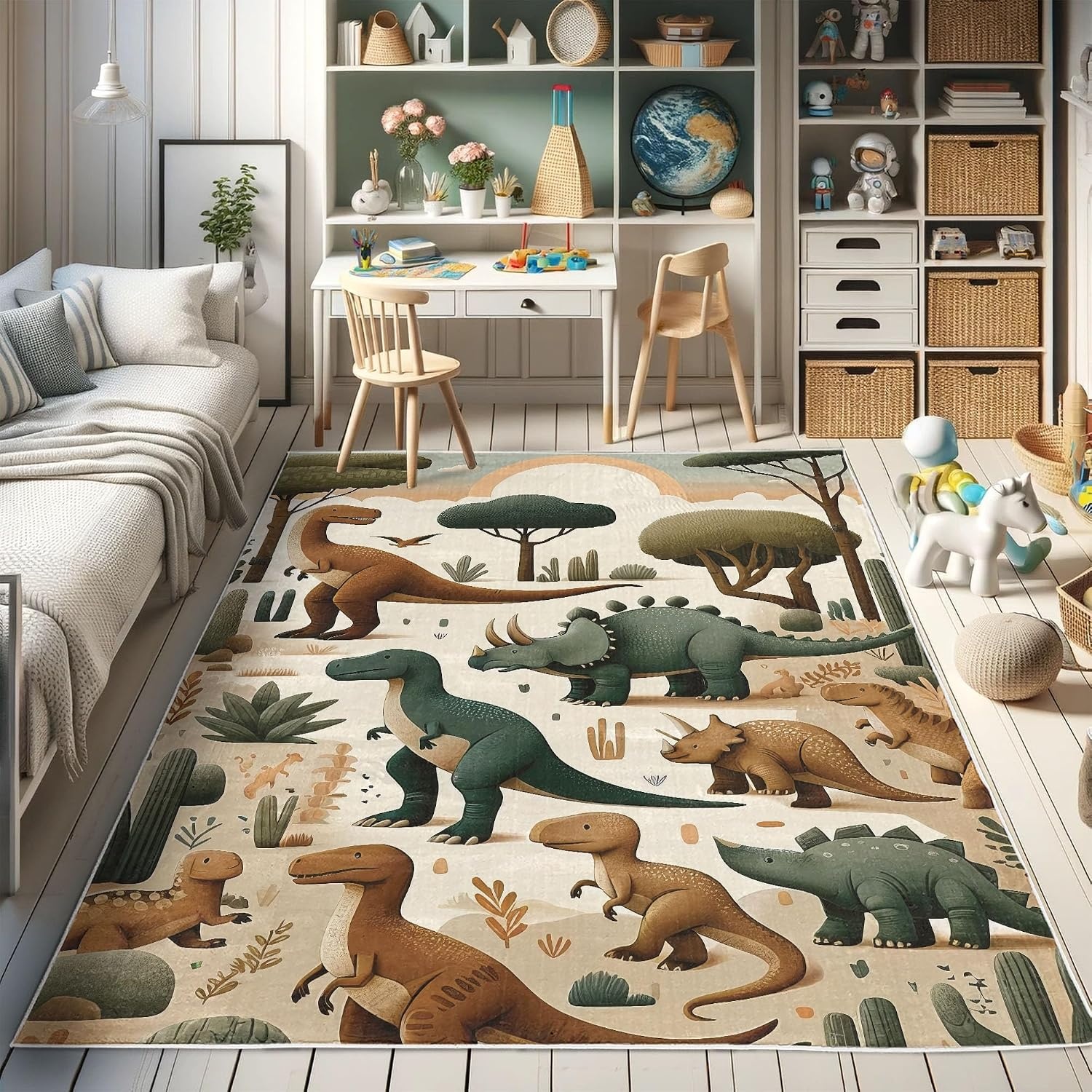 image:imageAmbesonne Modern Boho Decorative Rug Contemporary Urban Jungle Monstera Leaves with Mid Century Lines Quality Carpet for Bedroom Dorm and Living Room 2 2 x 3 7 Olive Green Beige CaramelGinger Olive Green Salmon