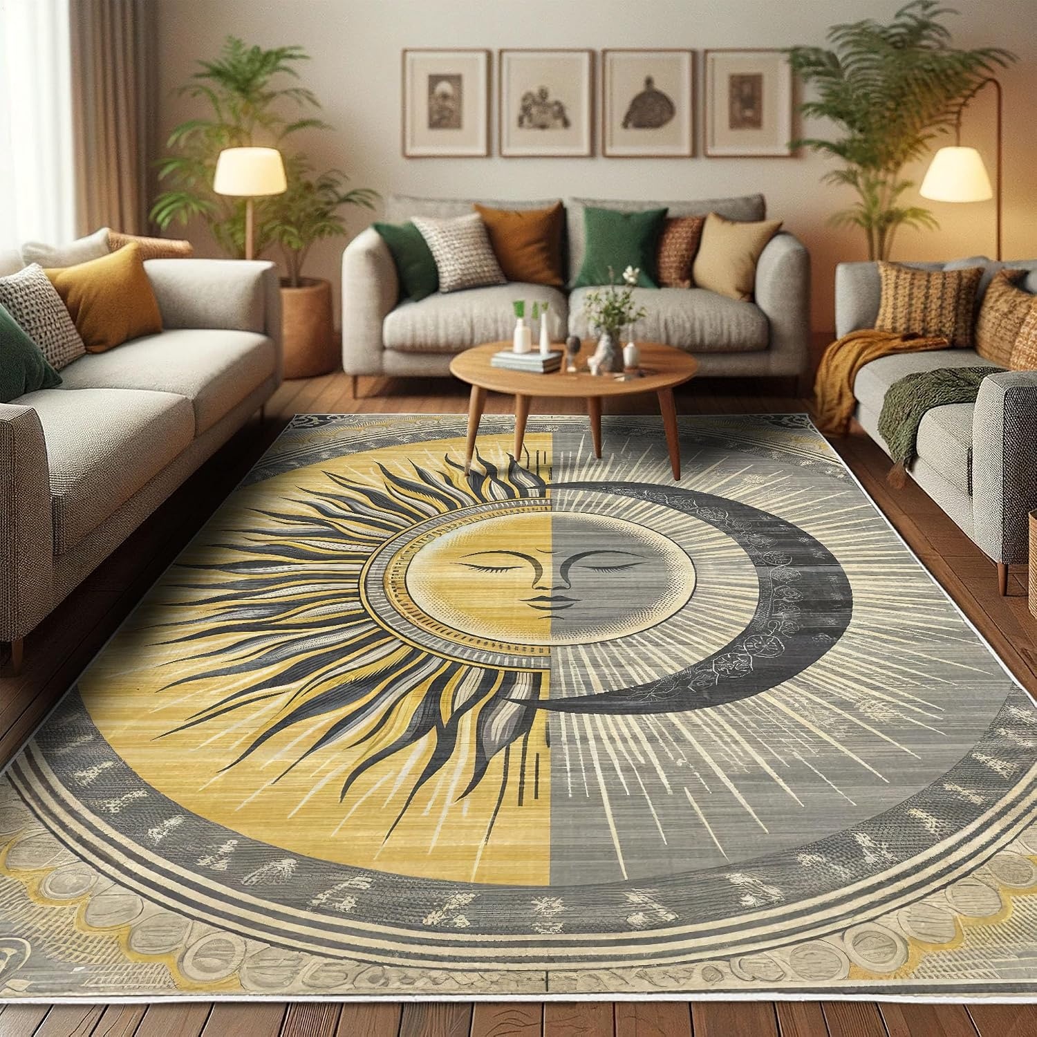 image:imageAmbesonne Modern Boho Decorative Rug Contemporary Urban Jungle Monstera Leaves with Mid Century Lines Quality Carpet for Bedroom Dorm and Living Room 2 2 x 3 7 Olive Green Beige CaramelMustard Purpleblue