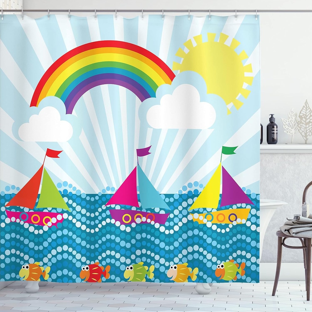 image:imageAmbesonne Floral Shower Curtain Illustration of Poppy Flowers Oil Painting on Canvas Romantic Design Print Cloth Fabric Bathroom Decor Set with Hooks 69 W x 70 L Yellow OrangeYellow Aqua