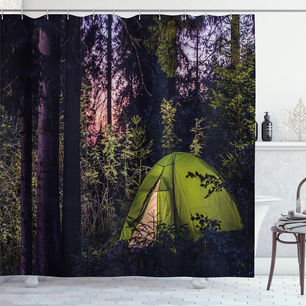 image:imageAmbesonne Floral Shower Curtain Illustration of Poppy Flowers Oil Painting on Canvas Romantic Design Print Cloth Fabric Bathroom Decor Set with Hooks 69 W x 70 L Yellow OrangeSeal Brown