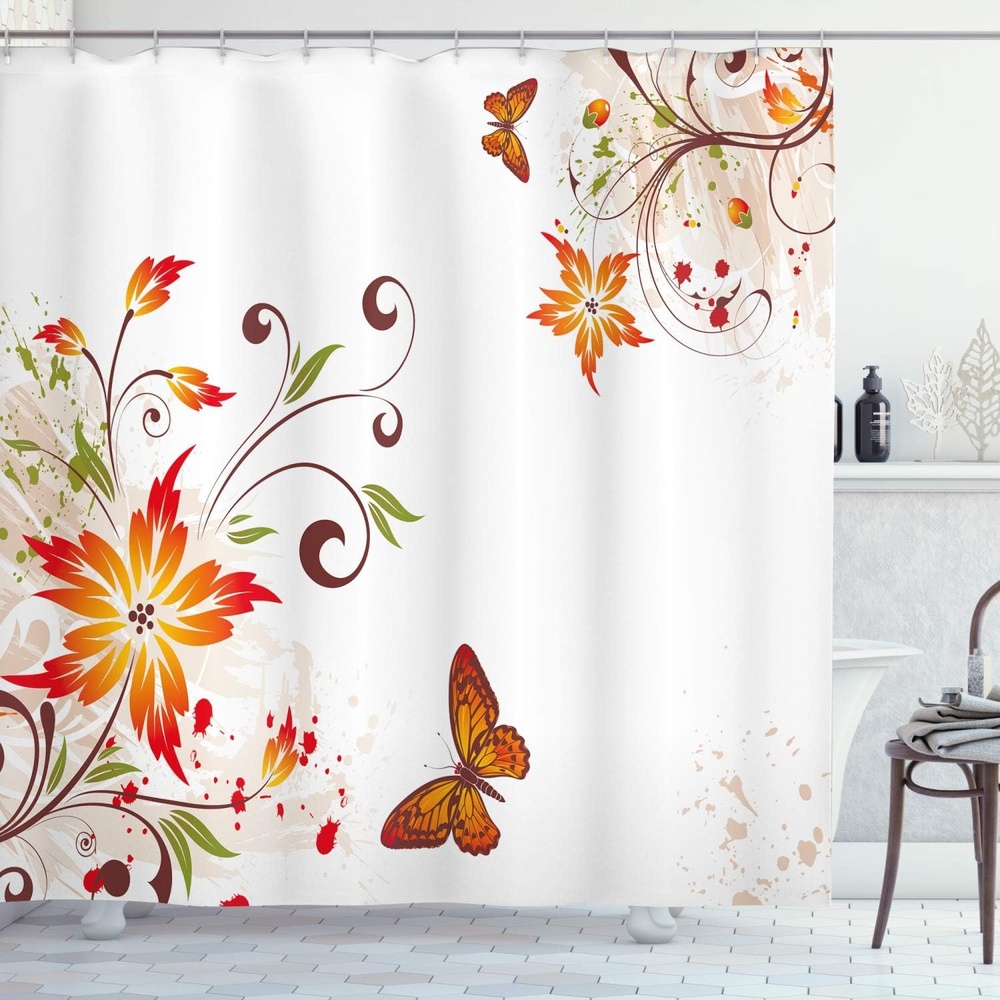 image:imageAmbesonne Floral Shower Curtain Illustration of Poppy Flowers Oil Painting on Canvas Romantic Design Print Cloth Fabric Bathroom Decor Set with Hooks 69 W x 70 L Yellow OrangeMulti 38