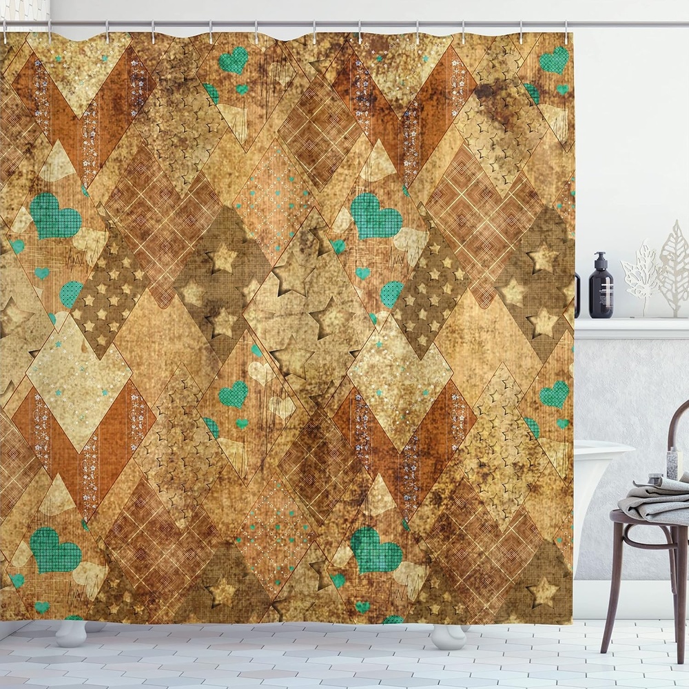 image:imageAmbesonne Floral Shower Curtain Illustration of Poppy Flowers Oil Painting on Canvas Romantic Design Print Cloth Fabric Bathroom Decor Set with Hooks 69 W x 70 L Yellow OrangeGreen Sand Brown